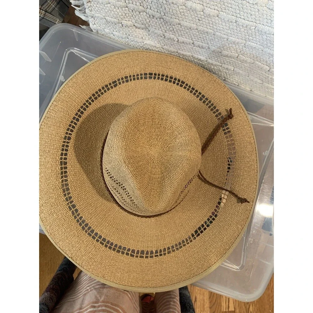 Scala Womens Floppy Hat with Braided band Natural One Size Wide Brim
